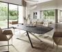 DELIFE Table à manger Edge Boot 260x120 cm Céramique Laminam® Nero Greco Anthracite piètement en croix Rectangle Acier inoxydable