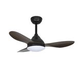 wonderlamp Cavil Mini-plafondventilator, Ø 92 cm, led, zwart + hout, 20 W, met inschakelgeheugen en CCT 3000-4000-6000 K