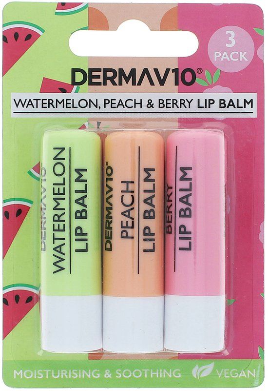 Derma V10 Summer Set Lip Balm - 3 x 4 gr