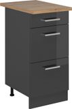 Vicco R-Line Meuble bas de cuisine – 40 cm avec tiroirs, WB Chêne Anthracite Laqué brillant