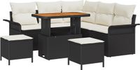 vidaXL Tuinbank Set 8-delig Zwart Polyrattan
