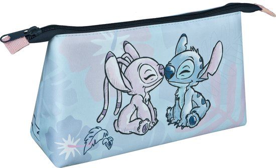 Lilo & Stitch Stitch etui – pastelblauw/paars – met Angel – 22,5 x 17,5 cm