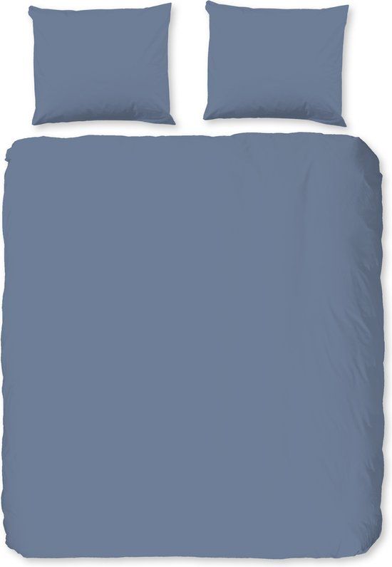 Good Morning Dekbedovertrek Effen Kleur Blauw 200x220 cm Katoen Flanel