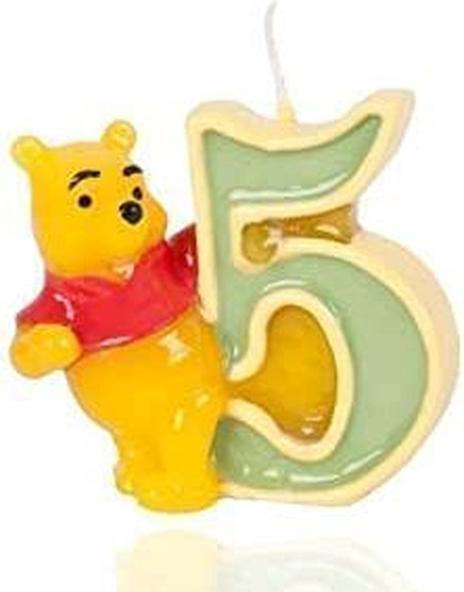 Disney Winnie the Pooh Verjaardag Kaars Nr. 5 - Geel/Groen/Rood
