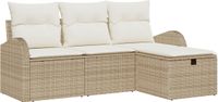 vidaXL Tuinbank - Set - 4 - st - Beige - poly - rattan