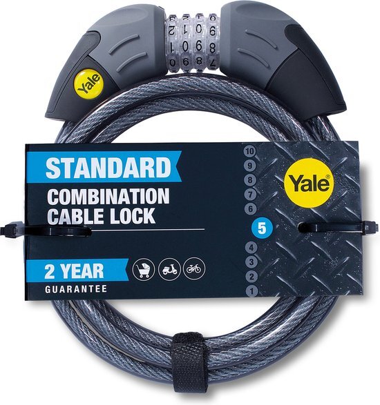 Yale YCC1/10/185/1 - Standard Security combinatie kabelfietsslot 1800 mm - stalen kogelkliksysteem - lichtgewicht