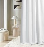 ROOM99 Aura Gordijnen met plooiband, 140 x 280 cm breedte x hoogte, schuifgordijnen, decoratief modern gordijn, woonkamer, slaapkamer, wit, 1 stuks