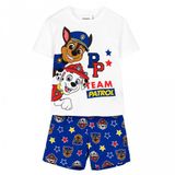 Disney Paw Patrol Shortama Jongens - T-Shirt en Korte Broek - Wit Blauw - Officieel Gelicenseerd