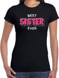 Bellatio Decorations Shoppartners Bv Best sister ever / beste zus ooit cadeau t-shirt / shirt - zwart met rode en witte letters - voor dames - verjaardag shirt / cadeau t-shirt L