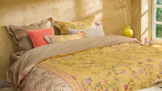 Pip Studio Bodhi Flower dekbedovertrek Lits-Jumeaux 240 x 200/220 cm Geel