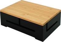 Relaxdays kabelbox voor kabelmanagement, bamboe, 11x32x22 cm, zwart