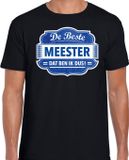 Bellatio Decorations Shoppartners Bv Cadeau t-shirt voor de beste meester voor heren - zwart met blauw - meesters - kado shirt / kleding - vaderdag / collega L