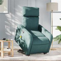 vidaXL Fauteuil Inclinable de Massage, Chaise de Relaxation avec Dossier et Repose-pied Réglables, Siège de Salon Salle de Séjour, Moderne, Vert Foncé Tissu