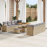 vidaXL Tuinbank - Set - 11 - st - Beige - poly - rattan