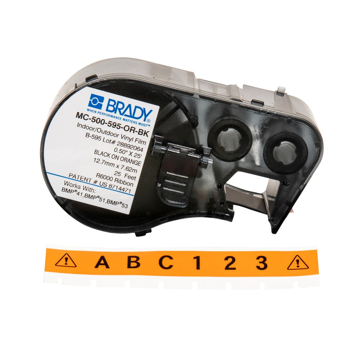 Brady MC-500-595-OR-BK Printeretiketten vinyl zwart, oranje