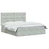 vidaXL Opslag bed met matras Lichtgrijs 140 x 190 cm Fluweel