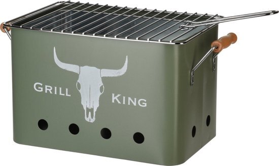 Gardalux Grill King Houtskoolbarbecue Rechthoek - Mat Groen - 32x20x20 cm groen