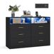 VASAGLE Custos Collection LTS316BC01 Commode met ledverlichting en stekkerdoos