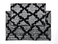 Penguin Home Badmat Set van 2, 100% Micropolyester stapel, Zwart, Quatrefoil-50x80 & 40x60 cm