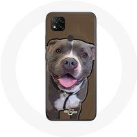 Maniacase Etui voor Xiaomi Redmi 9C Hond Pitbull grijs wit