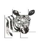 Homemania Wandafbeelding, zebra, 4 delen, dieren, woonkamer, slaapkamer, meerkleurig, 76 x 0,3 x 50 cm, HM204PMDF147, MDF