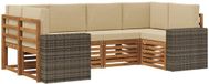 vidaXL - Hoek loungeset - 6 zitplaatsen - Polyester - Naturel et beige