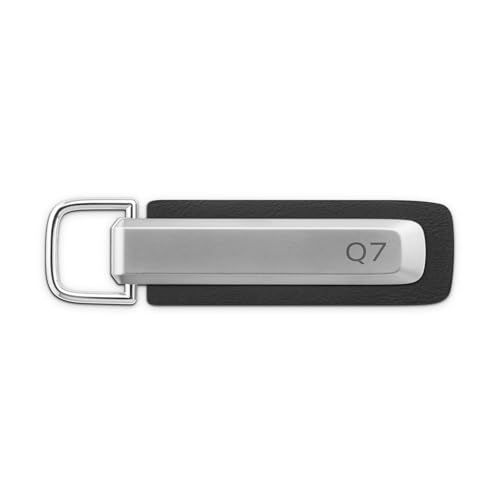 Audi 3182501400 Sleutelhanger, met Q7-opschrift en Audi-ringenlogo, zilver/zwart