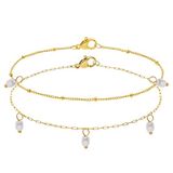 Lucardi - Dames Stalen goldplated armbandenset met parel