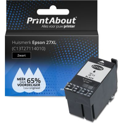 PrintAbout Huismerk Epson 27XL (C13T27114010) Inktcartridge Zwart Hoge capaciteit