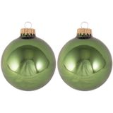 Krebs Jungle 16x Jungle groene glazen kerstballen glans 7 cm kerstboomversiering