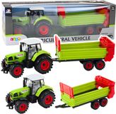 LEAN TOYS Tracteur avec remorque entraînement par friction capot ouvrant vert