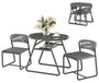 Salon de jardin - Ensemble de jardin 3 pièces comprenant 1 table et 2 chaises - Cadre en métal - Assises en rotin - Rangement - Dimensions 80 x 59 x 75 cm - Gris