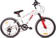 Tiger Bike Vélo enfant pour garçons de 6 à 10 ans, 20 pouces Blanc Rouge, taille de roue au choix parmi 6 vitesses Shimano, réglable en hauteur