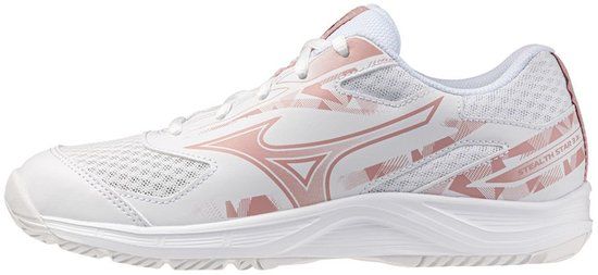 Mizuno Stealth Star 3 Jr. Handbalschoenen Wit/Rose Elegance/Lava Falls Junior Maat 36,5