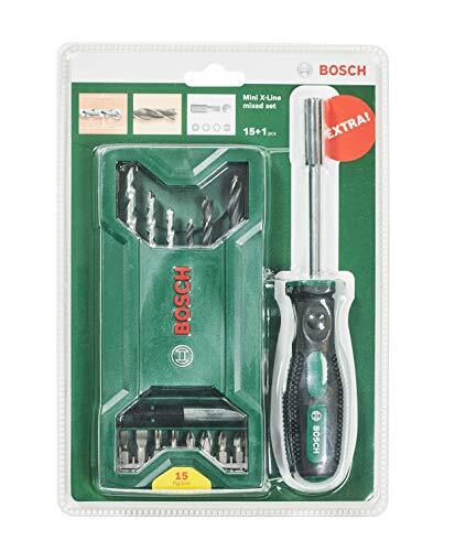 Bosch Bosch 15+1 delige Mini X-Line Mixed Set + Schroevendraaier (voor hout en steen, accessoire boor-/schroefmachine/schroevendraaier)