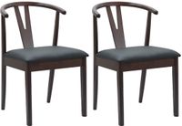 vidaXL Eetkamerstoel 2 st massief rubberhout lichtbruin en zwart