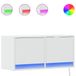 vidaXL meuble TV mural avec éclairage LED, blanc, 80x31x38 cm