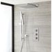 Kubix Ensemble de douche mitigeur thermostatique 2 voies, pomme de douche avec bras de douche mural, douchette - Chrome