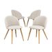 FurnitureR Set van 4 eetkamerstoelen, zachte stoelen, keukenstoelen, comfortabele fleece stof, zitting voor eetkamer, woonkamer, lounge thuis, beige