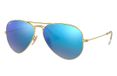 Ray-Ban AVIATOR FLASH LENSES lunettes de soleil Pilote Or Bleu Métal Unisexe S/M
