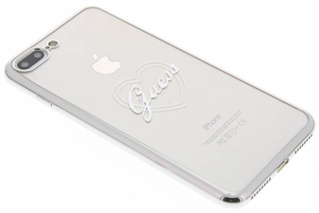 Guess iPhone 7 Plus Gel Case Signature Heart Silver
