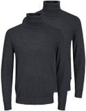 Jack & Jones Heren trui 2 pack Emil Knit dark grey melange M
