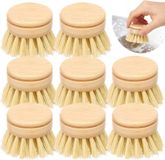 Famanu – Set de 8 têtes de brosse vaisselle avec brosses fermes pour brosse vaisselle en bambou, inserts remplaçables