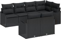vidaXL Tuinbank Set 7-zits Zwart Polyrattan