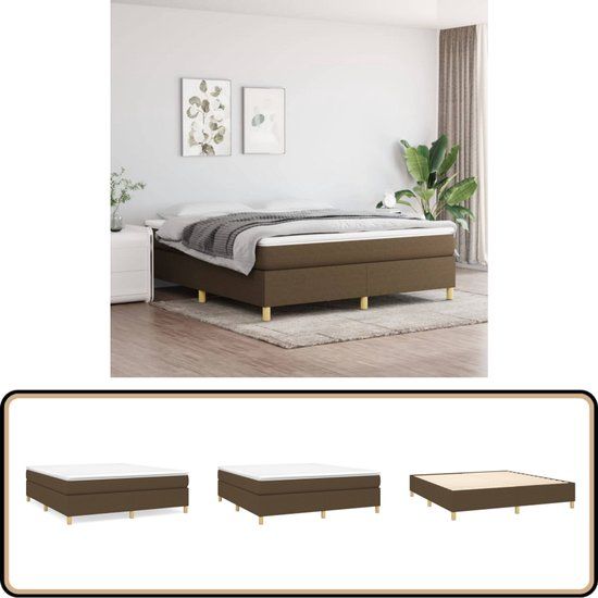 vidaXL Boxspring met matras stof donkerbruin 160x200 cm
