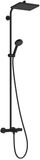 hansgrohe Activera Q - Douchesysteem max. 8 l/min (EcoSmart) met badthermostaat, regendouche (290x180mm) met badkraan, handdouche (2 jets), doucheslang, glijstang en douchekop, mat zwart, 28753670