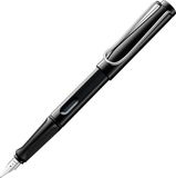 LAMY safari zwart vulpen – met ergonomische grip & gepolijste stalen penpunt in schrijfdikte B – robuust ASA-kunststof – incl. T10 blauwe inktpatroon