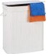 2x wasmand met deksel - 2 vakken - bamboe wasbox - mand voor wasgoed - wit