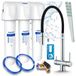 Ari Robinet de cuisine 3 voies Highflex chromé avec douchette extractible et système de filtration d'eau Aquaphor Kristall A