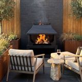 ParcelXL ASH | Woodfire | Buitenhaard | Tuinhaard met houtopslag | Inclusief houtrooster | Staal | Zwart | Sfeerhaard voor tuin en terras